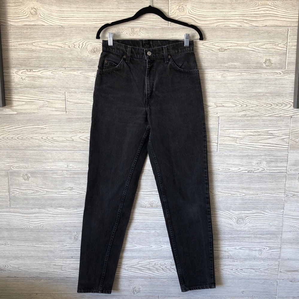 Vintage retro orange tag 90’s Levi 950 black tapered leg jeans size 9 Long